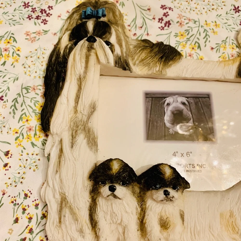 E & S Imports Shih Tzu Photo Frame Ceramic Resin
